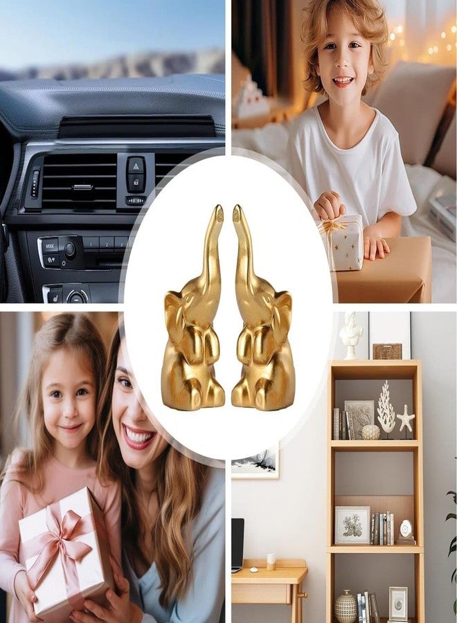 VRB Dec مجموعة VRB Dec 1 لتزيين مكتب الدراسة أو المكتب، قطعة فنية رائعة، هدية، إكسسوارات تزيين، قطع ديكور منزلية ((قطعتان من الفيل الذهبي)) - Image 4